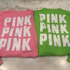 PINK Victoria's Secret Kids Long Sleeve Tees - Pink and Green